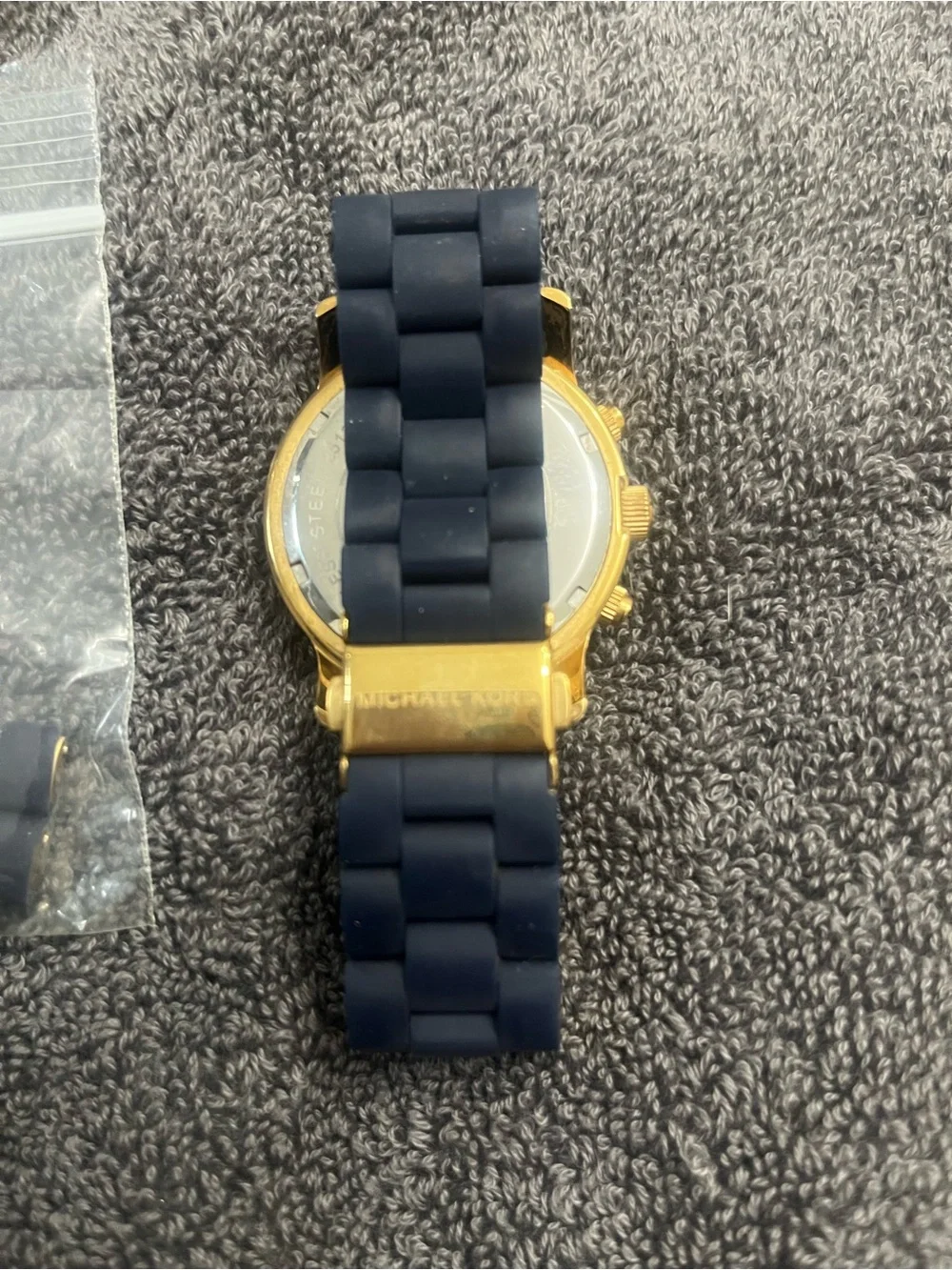 Michael Kors Navy and Gold Silicone Chronograph Watch MK5316
